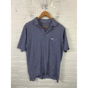 B. Draddy Men's Striped Performance Golf Polo Shirt Short Sleeve Blue Size Large